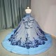 2024 Blue Quinceanera Dresses for Sweet 15 Year Sexy Halter Puffy Ball Gown Lace Appliques Princess Gowns vestido de quinceanera