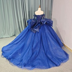 2024 Blue Sweetheart Quinceanera Dress Princess Beads Crystals Ruffles 16th Ball Gown Birthday Party vestidos 15 anos