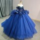 2024 Blue Sweetheart Quinceanera Dress Princess Beads Crystals Ruffles 16th Ball Gown Birthday Party vestidos 15 anos