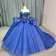 2024 Blue Sweetheart Quinceanera Dress Princess Beads Crystals Ruffles 16th Ball Gown Birthday Party vestidos 15 anos