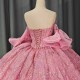 2024 Pink Quinceanera Dresses 3D Flowers Appliques Beading Sequins Sweetheart Ball Gowns Princess Graduation Vestidos De 15 Anos