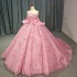 2024 Pink Quinceanera Dresses 3D Flowers Appliques Beading Sequins Sweetheart Ball Gowns Princess Graduation Vestidos De 15 Anos