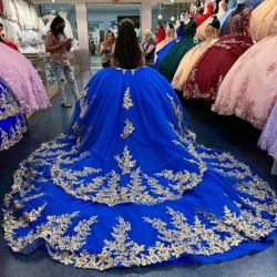 2024 Blue Quinceanera Dresses Ball Gown Sweetheart Beaded Applique Lace Off Shoulder Sweet 16 Lace up Dress