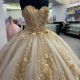 2024 Champagne Quinceanera Dresses Appliques Sweetheart 3DFlowers Graduation Ball Gowns Tulle Elegent Princess 15 Ballkleider