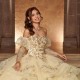 2024 Champagne Quinceanera Dresses Off Shoulder Ball Gown Applique Lace Beads Tull Birthday Party Dress Vestidos De 15