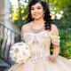 2024 Ivory Shiny Quinceanera Dresses Sweetheart Applique Tull Birthday Ball Gown Sweet 16 Dress Vestidos De 15 Anos Quinceanera