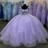 2024 Lavender Quinceanera Dress Sleeveless Girl Sweet 15 16 Birthday Beads Bow Tull Vestidos De Fiestaday Princess Pageant