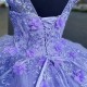 2024 Lavender Quinceanera Dress V Neck Appliques Lace Handmade Flower Ball Gowns Vestidos De 15 Anos