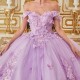 2024 Lavender Shiny Ball Gown Quinceanera Dresses 3DFlowers Applique Beading Sweet 15 16 Dress Corset vestidos de 15 anos