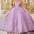 2024 Lavender Shiny Ball Gown Quinceanera Dresses 3DFlowers Applique Beading Sweet 15 16 Dress Corset vestidos de 15 anos