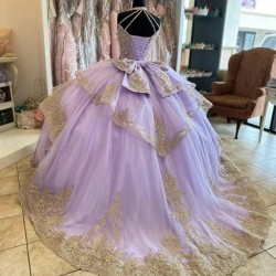 2024 Lavender Sweet 16 Quinceanera Dress Off Shoulder Appliques Lace Beads Princess Party Gown Vestidos De 15 Anos