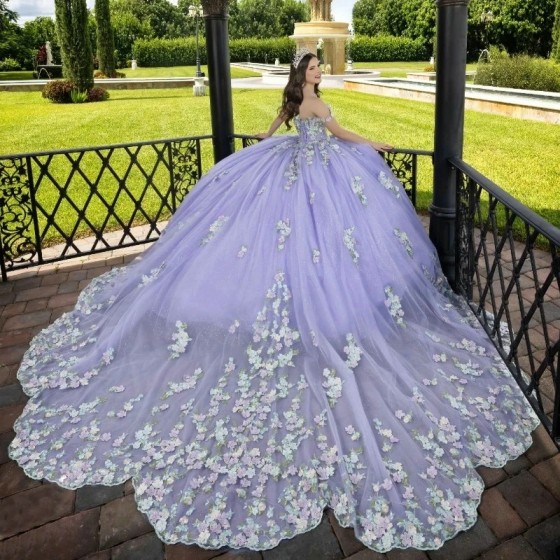 2024 Lilac Quinceanera Dresses Princess Sweet 16 Years Girl Birthday Party Dresses Appliques Lace Tull Vestidos De 15