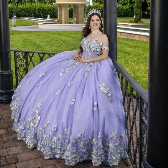 2024 Lilac Quinceanera Dresses Princess Sweet 16 Years Girl Birthday Party Dresses Appliques Lace Tull Vestidos De 15