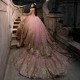 2024 Pink Ball Gown Quinceanera Dress Golden Lace Applique Long Train XV Princess Vestidos De 15 Anos Birthday Sweet 16 Dress