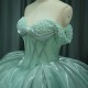 2025 Green Quinceanera Dress Sweet 15 Evening Dress Crystal Sleeveless Ball Gown Beading Vestido De Nina De Las Flores