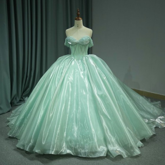 2025 Green Quinceanera Dress Sweet 15 Evening Dress Crystal Sleeveless Ball Gown Beading Vestido De Nina De Las Flores