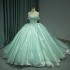 2025 Green Quinceanera Dress Sweet 15 Evening Dress Crystal Sleeveless Ball Gown Beading Vestido De Nina De Las Flores