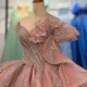 2025 Quinceanera Dress Iridescent Pink Ball Gown 3D Flower Sweet Princess Quinceanera Dress Custom Beaded Birthday Party Prom Dresses