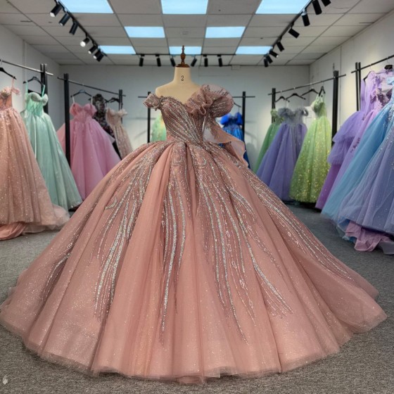 2025 Quinceanera Dress Iridescent Pink Ball Gown 3D Flower Sweet Princess Quinceanera Dress Custom Beaded Birthday Party Prom Dresses