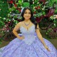 3D Flower Lavender Shiny Princess Quinceanera Dresses Applique Lace Beads Corset Cinderella Prom Sweet 16 Dress