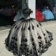 Appliques Black Quinceanera Dresses Princess Sweet 16 Years Girl Birthday Party Dresses With Flower Vestidos 15 De Quinceanera