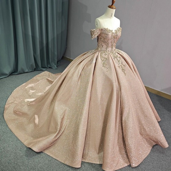 Appuliques Sweetheart Organza Quinceanera Dresses Ball Gown Floor Length Cap Sleeve Sparkly Party Dress vestidos 15 anos