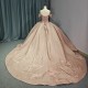 Appuliques Sweetheart Organza Quinceanera Dresses Ball Gown Floor Length Cap Sleeve Sparkly Party Dress vestidos 15 anos