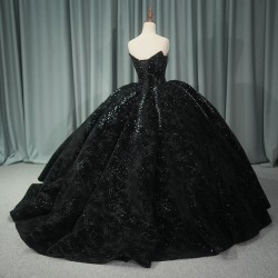 Black Charro Quinceanera Dresses Ball Gown Strapless Lace Up Sequins Mexican Sweet 16 Dresses 15 Anos vestidos de 15 quinceanera