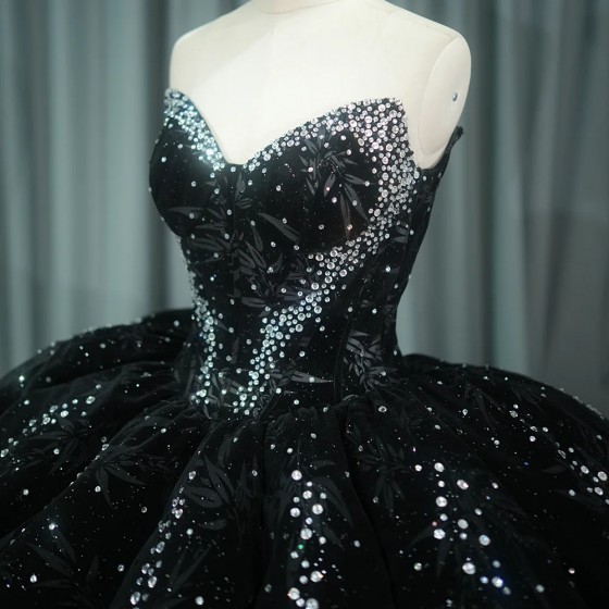 Black Charro Quinceanera Dresses Ball Gown Strapless Lace Up Sequins Mexican Sweet 16 Dresses 15 Anos vestidos de 15 quinceanera