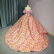 Cap Sleeve Organza Quinceanera Dresses Applique Lace Appliques Ball Gown Floor Length Party Gowns vestidos 15 anos