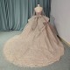 Charming Ball Gown Long Sleeves Quinceanera Dresses Sequins High Neck 3D Floral Brithday Dance Party vestido 15 anos quinceanera