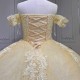 Corset Princess Ball Gown Tulle Lace Customized Scoop Off the Shoulder Short Sleeves Vestido De 15 Custom Made