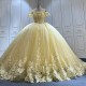 Corset Princess Ball Gown Tulle Lace Customized Scoop Off the Shoulder Short Sleeves Vestido De 15 Custom Made