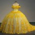 Elegant Sweetheart Yellow Quinceanera Dress Charming Off The Shoulder Party Dress Ball Gown Flower Girl Sweet 16 Gown Vestidos