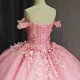 Glamorous Organza Quincenera Dresses Ball Gown Off the Shouler Appliques Corset Chapel Train Vestido De 15 Customised