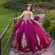 Gorgeous Red Quinceanera Dresses Gold Applique Lace Beads Ball Gown Princess Birthday Party Sweet 16 vestidos de 15 Gothic