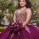 Gorgeous Red Quinceanera Dresses Gold Applique Lace Beads Ball Gown Princess Birthday Party Sweet 16 vestidos de 15 Gothic