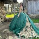 Green Quinceanera Dress Ball Gown Gold Lace Applique Sweet Vestidos De XV 15 Anos 16 XV Years Old Miss Birthday Mexican