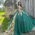 Green Quinceanera Dress Ball Gown Gold Lace Applique Sweet Vestidos De XV 15 Anos 16 XV Years Old Miss Birthday Mexican