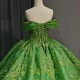 Jancember Green Quinceanera Dresses Ball Gown Off The Shoulder Tulle Appliques Mexican Sweet vestido de 15 anos