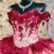 Luxurious 3D Flower Applique Lace Beads Prince Mexicians Sweet 16 Birthday Red Quinceanera Dresses