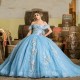 Luxury Beading Sky Blue Quinceanera Dresses Lace Applique With Cape Off The Shoulder Sweet 16 Dress vestido de 15 anos Prom Gown