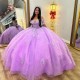 Luxury Lavender Quinceanera Dress Appliques Lace Beads Floor Length Princess Ball Gowns Sweet 15 16 Dresses vestidos de 15 anos