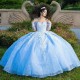 Luxury Sky Blue Quinceanera Dresses Applique Lace Beads Ball Gown Sweet 16 Year Princess Dress For 15 Years vestidos de anos