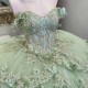 Luxury Vestido De 15 Anos Sage Green Quinceanera Dresses Applique Lace Beads Sweetheart Mexican Girls Sweet 16 Birthday Party