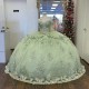 Luxury Vestido De 15 Anos Sage Green Quinceanera Dresses Applique Lace Beads Sweetheart Mexican Girls Sweet 16 Birthday Party