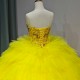 New Yellow Quinceanera Dresses Luxury Lace Party Dress Strapless Prom Ball Gown Quinceanera Gown vestido 15 anos quinceanera