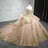 Off Shoulder Ball Gown Pink Quinceanera Dresses Tulle Gold Lace Appliques Beaded Sweet 16 Dress Vestido De 15 Anos Party Dress