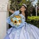 Off Shoulder Lavender Ball Gown Quinceanera Dresses 3D Appliques Beaded Corset Dress Long Girl Prom Party Gowns