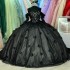 Off The Shoulder Black Shiny Quinceanera Dresses Ball Gown Dress 3DFlowers Dresses 15 Years For Sweet 16 Lace Up Birthday Party